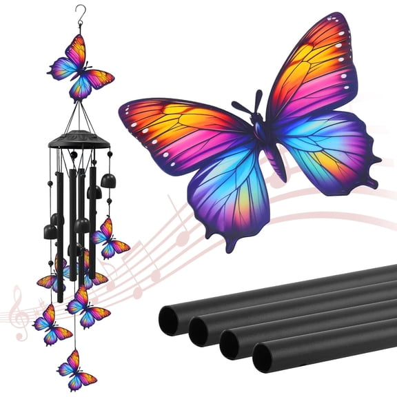 Butterfly Wind Chimes for Outside 39", Metal Outdoor Windchimes, Patio Decor Gifts for Women