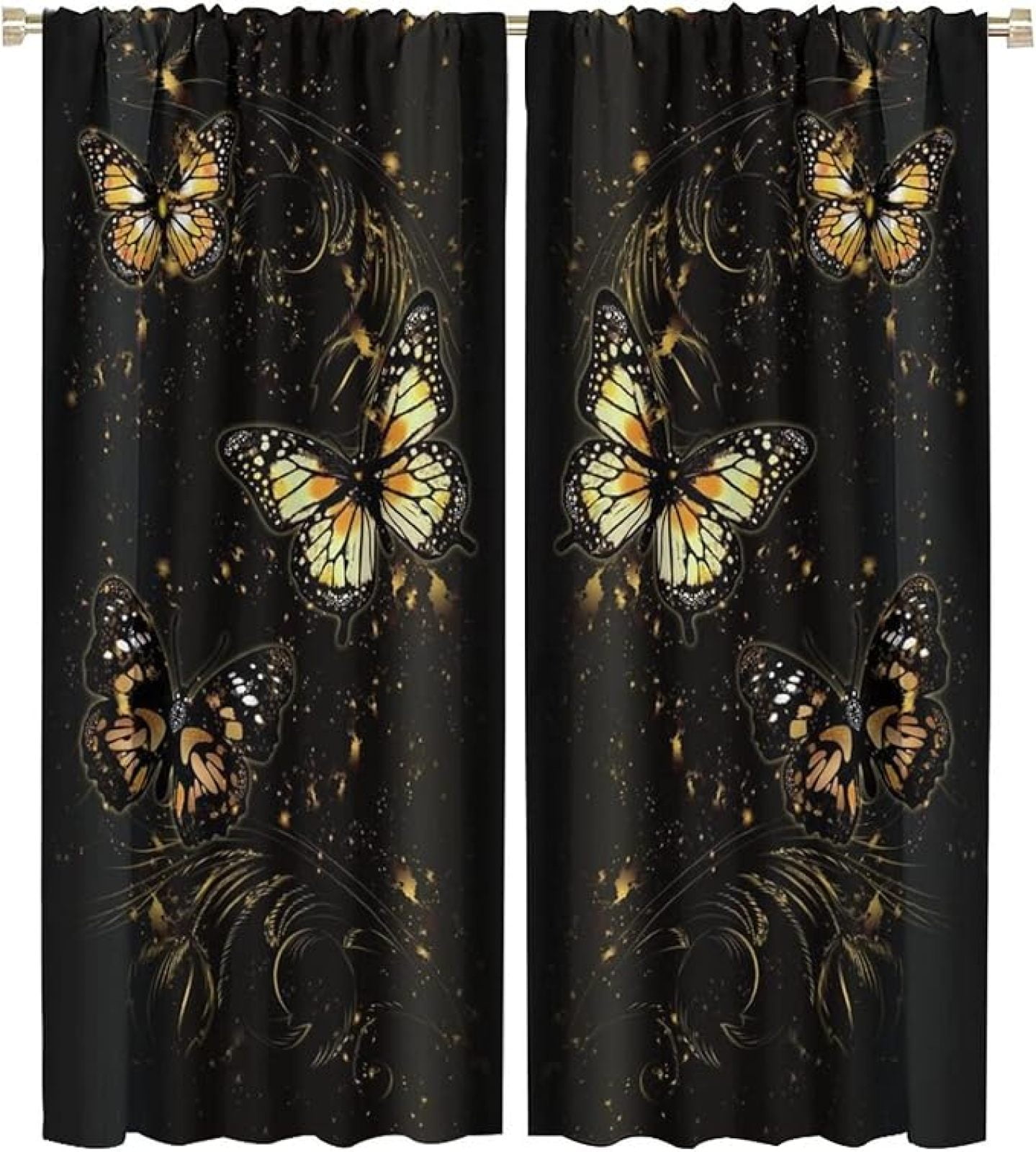Butterfly Window Curtains Black - Butterfly Window Curtains Black Background Print Butterflies Theme Pattern Window Drapes Boys Girls Bedroom Living Room Decor Room Darkening 53 W X 8 E2bdd7ae C688 4dd1 A726 B10a820bf731.901791ea40425b9a41682e8a047b0233 