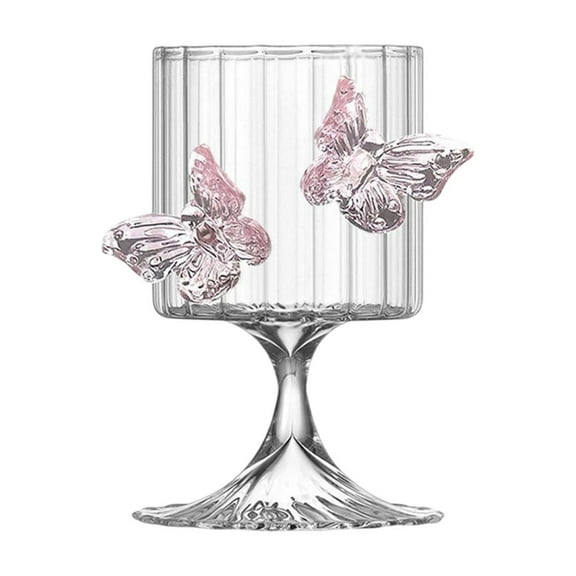 Butterfly Wine & Water Glasses Set of 2 – 3D Pink Butterflies Accents for Cocktails, Champagne, and Juice, Elegant Decorative Cups for Parties, Weddings & Gifts