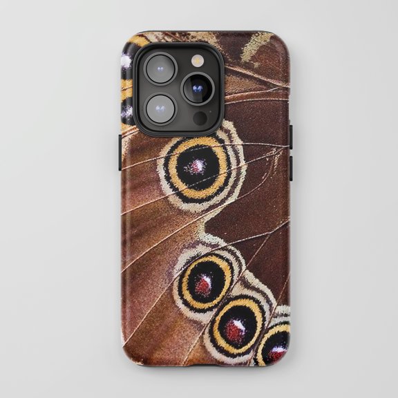 Butterfly Wing Eyespot For iPhone Protective Phone Case Realistic Nature Art Brown Gold