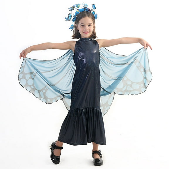 Butterfly Wings Dress for Girls Kid Halloween Christmas Birthday Costume