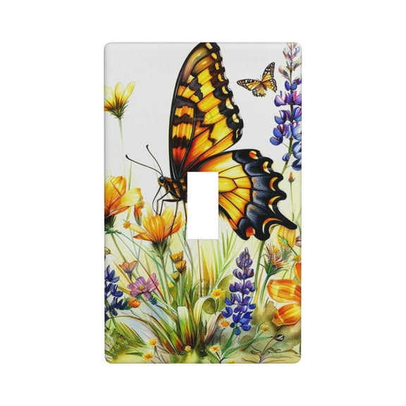 Butterfly Wings Garden Light Switch Cover Plates Single Toggle Wall Plate, Decorative 1-Gang Christmas Decor Lightswitch Cover