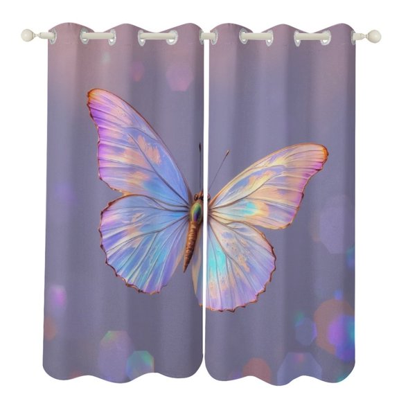 Butterfly Wings Glow Print 2 Panels 3D Printing Pattern Curtain for Bedroom Living Room Kitchen Window Decoration Home