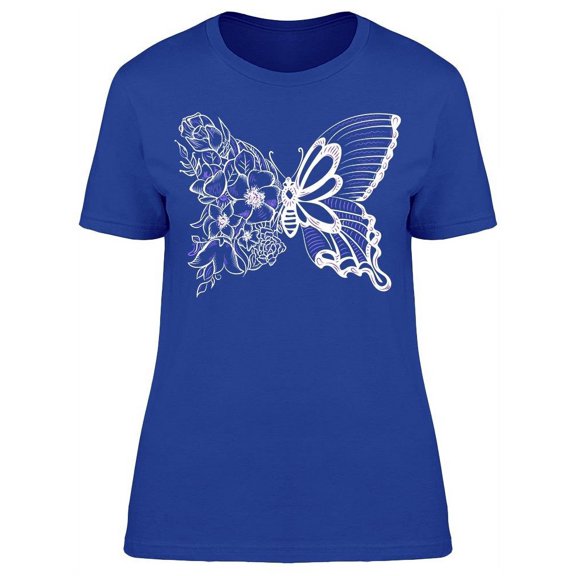 Butterfly With A Wing Of Flowers T-Shirt Women -Image by Shutterstock, Female x-Large