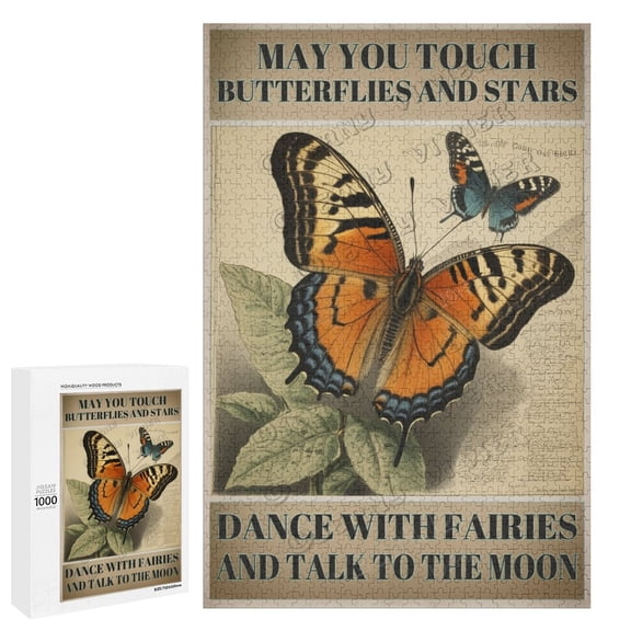 Butterfly With Flower 1000 Piece Jigsaw Puzzle for Adults Challenging Puzzle Perfect for Game Nights - Finished Puzzle Size is 29.5"x19.7", Wooden