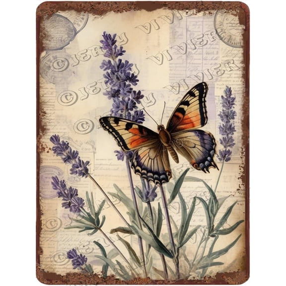 Butterfly With Inspirational Quote Aluminum Sign Rustic Farmhouse Decor Shabby Chic Butterfly Picture Motivational Poster Positive Sign for Teen Girl Bedroom 12x16 Inches