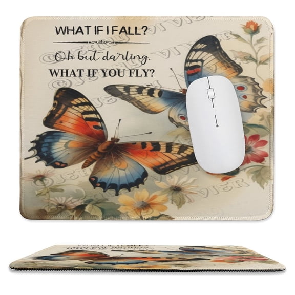 Butterfly With Inspirational Quote Printed Mouse Pad, 10"x12", Non-Slip Rubber Base MousePads for Home Office Laptop