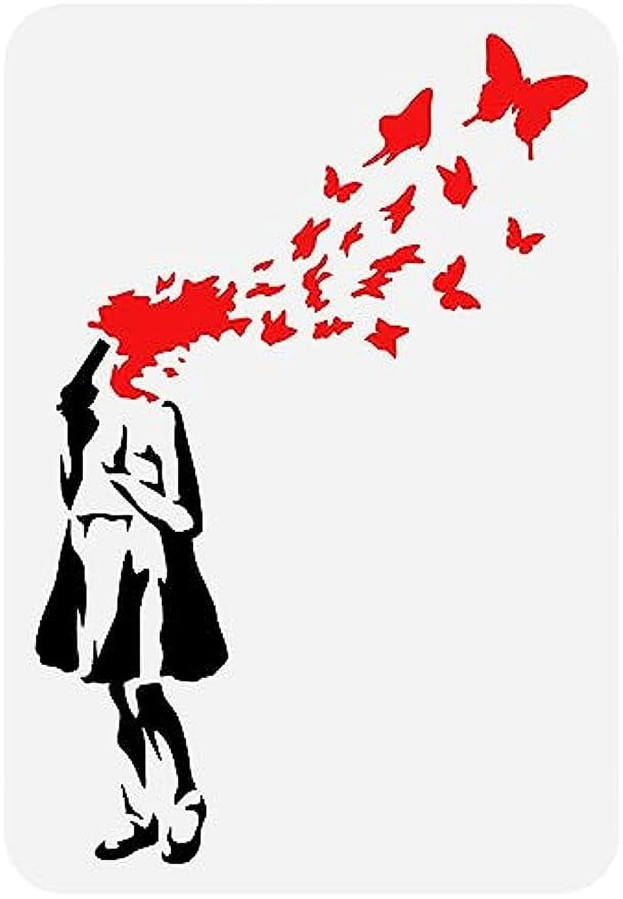 Butterfly Woman Suicide Painting Stencil 11.7x8.3inch Reusable Woman