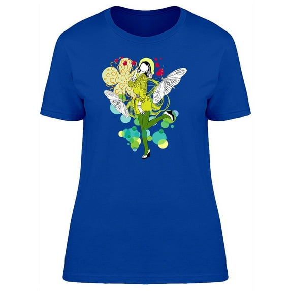Butterfly Woman Yellow Clothes T-Shirt Women -Image by Shutterstock, Female Medium