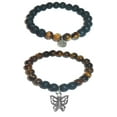 thumbnail image 1 of Butterfly Women's, Girls Tiger Eye & Black Lava Stone Bracelet Gift Set, 1 of 4