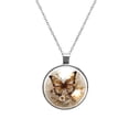 thumbnail image 1 of Butterfly Women's Glass Design Circular Pendant Necklace - Sparkle and Shine with this Elegant Necklace, 1 of 5
