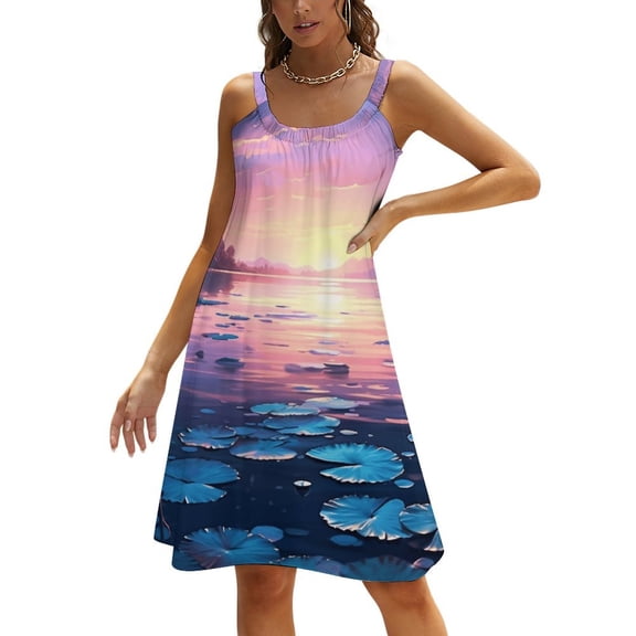 Butterfly Women's Summer Dresses 2025 Beach Casual Sleeveless Floral Print Tank Loose Sundress