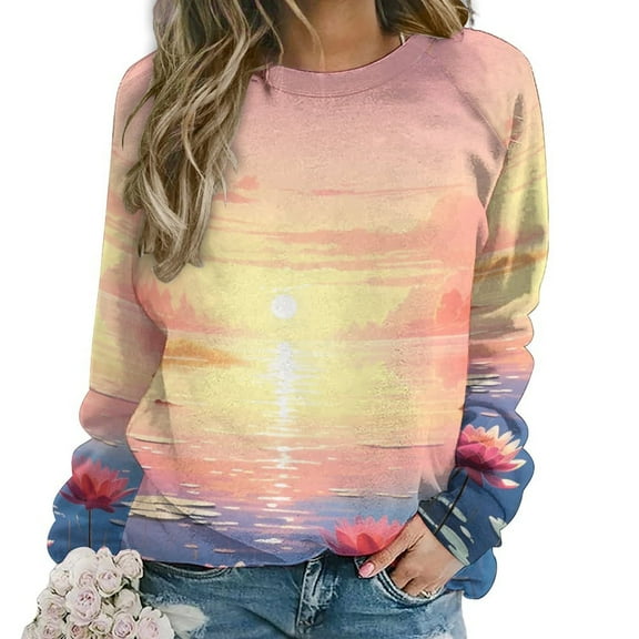 Butterfly Womens Oversized Sweatshirts Hoodies Crewneck Casual Tops Comfy FallWinter Clothes 2024