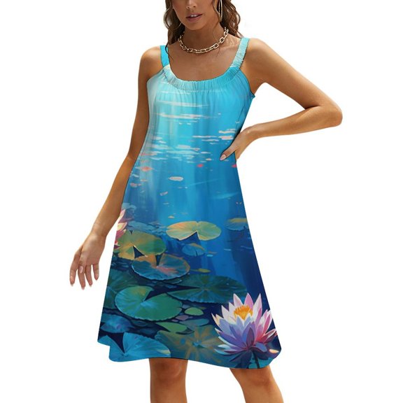 Butterfly Womens Summer Dresses Casual Sleeveless Tshirt Sundresses Vacation Beach Cover Up Dress