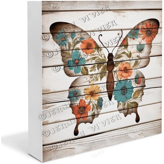 Butterfly Wooden Box Sign Butterfly Gifts Vintage Butterfly Decor Farmhouse Office Decor Office Desk Centerpiece Wood Block Signs For Shelf Desk Decoration 5x5 In