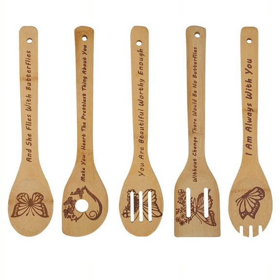 Butterfly Wooden Cooking Spoons 5,Butterfly Kitchen Gift,Butterfly Kitchen Decor,Bamboo Cooking Spoons