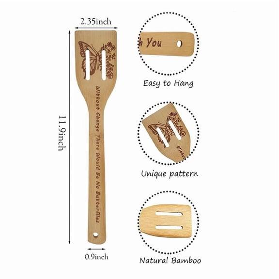 Butterfly Wooden Cooking Spoons Set of 5,Butterfly Kitchen Gift,Butterfly Kitchen Decor,Bamboo Cooking Spoons