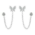 thumbnail image 1 of Butterfly Zircon Alloy Double Ear Hole Earrings Prom Wedding Jewelry 1.83inch 1Pair, 1 of 2