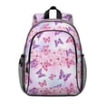 thumbnail image 1 of Butterfly and Cherry Blossom Pink Backpack for School, Cute School Bag with Adjustable Shoulder Straps and Padded Back, 15"x11.42"x5.5", 1 of 5