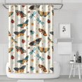 thumbnail image 1 of Butterfly and Dragonfly Orange Pattern Modern Waterproof Shower Curtain Set with 12 Hooks, Washable Decorative Bathroom Shower Curtain, 1 of 6