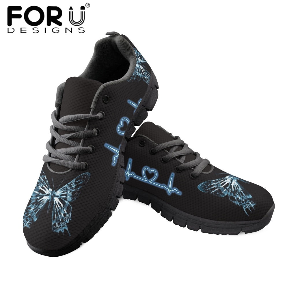 Butterfly Print Mesh Sneakers for Women - Casual & Sporty