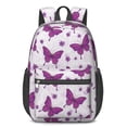 thumbnail image 1 of Butterfly and Floral Purple Pattern 17" School Backpacks for Teens,Waterproof Oxford Fabric,S-Shape Padded Straps for School,Travel,Hiking,Camping, 1 of 6