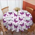 thumbnail image 1 of Butterfly and Floral Purple Pattern Round Tablecloth 70"x70", Wrinkle Resistant Wipeable Table Cover for Kitchen Dining Room Picnic Patio and Party, 1 of 6