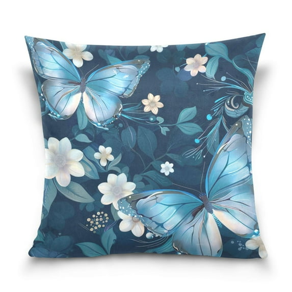 Butterfly and Flower Throw Pillow Covers Couch Pillowcases Decor for Bed Sofa 18" x 18"