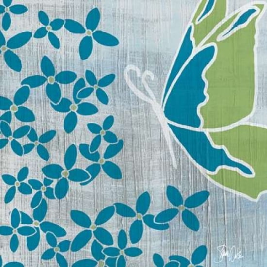 Butterfly and Flowers 1 Canvas Art - Shanni Welsh (24 x 24)