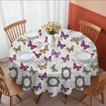 thumbnail image 1 of Butterfly and Frame Purple Pattern Round Tablecloth 60"x60", Wrinkle Resistant Wipeable Table Cover for Kitchen Dining Room Picnic Patio and Party, 1 of 6