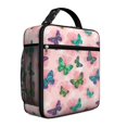 thumbnail image 1 of Butterfly and Geometric Green Pattern Insulated Lunch Bag Teens,Lunch Box for Men Women for Work,Picnic or Travel,10.2x9.5x4.3 Inches,8 Can Capacity, 1 of 6
