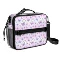 thumbnail image 1 of Butterfly and Lavender Pink Pattern Insulated Lunch Bag with Shoulder Strap and Bottle Holder,Bento School Lunch Bag Box,11x9.5x3.5 Inches, 1 of 5