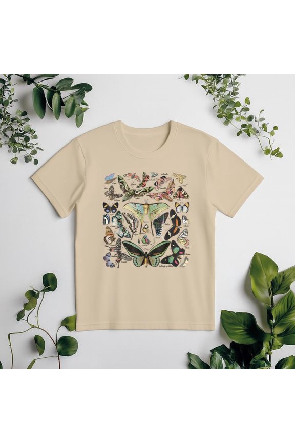 Butterfly and Moth Aesthetic Nature Soft Goth Style Art Graphic Unisex T-shirt, for men & women, up to size 5XL