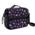 thumbnail image 1 of Butterfly and Purple Black Pattern Insulated Lunch Bag with Shoulder Strap and Bottle Holder,Bento School Lunch Bag Box,11x9.5x3.5 Inches, 1 of 5