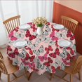 thumbnail image 1 of Butterfly and Red White Pattern Round Tablecloth 60"x60", Wrinkle Resistant Wipeable Table Cover for Kitchen Dining Room Picnic Patio and Party, 1 of 6