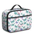 thumbnail image 1 of Butterfly and Rose Blue Pattern Teens Insulated Bento School Lunch Bag, 12 Can Capacity, for Work, Picnic or Travel, 10.6x7.7x4.3 Inches, 1 of 5