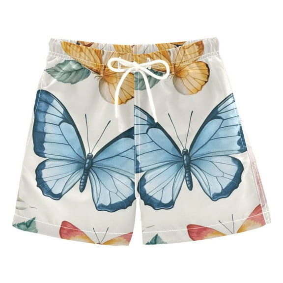 Butterfly and Rose Boys Swim Trunks Quick Dry Boy Swim Shorts for 3-14 Years