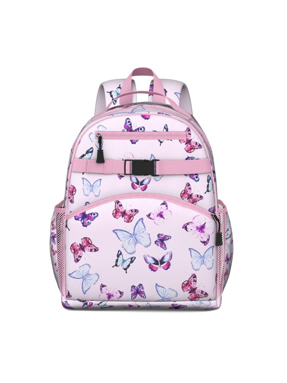 Butterfly and Stars Students Backpack Artistic Butterfly Theme with Constellation and Watercolor Floral Pattern
