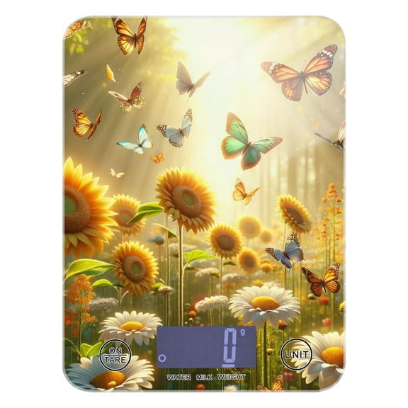 Butterfly and Sunflower Daisy Food Scale Digital Kitchen Scale Waterproof Grams Ounces lbs for Weight Loss