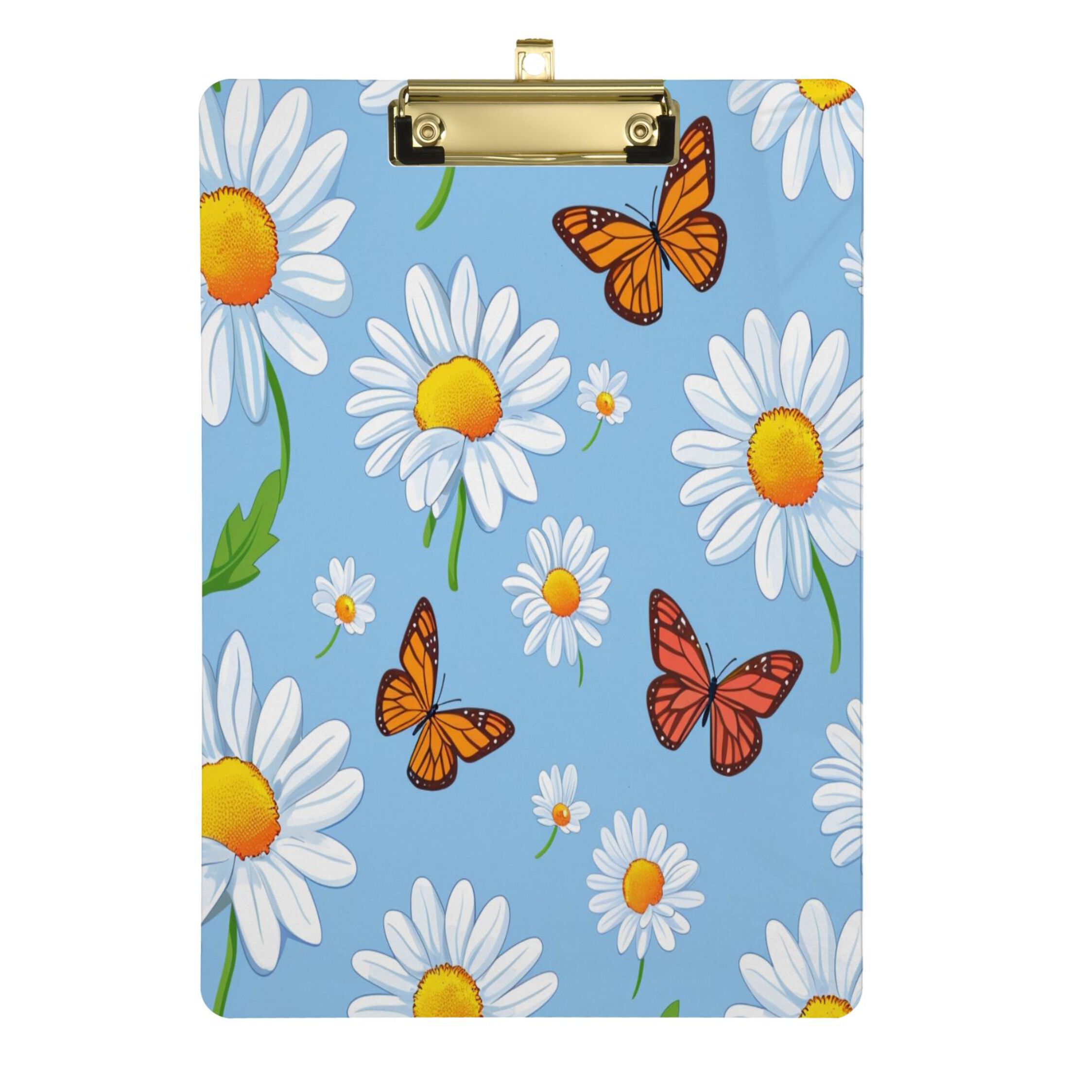 Butterfly and Sunflowers on Blue Acrylic Clipboards A4 Standard Letter