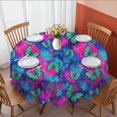 thumbnail image 1 of Butterfly and Teal Pink Pattern Round Tablecloth 60"x60", Wrinkle Resistant Wipeable Table Cover for Kitchen Dining Room Picnic Patio and Party, 1 of 6