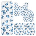 thumbnail image 1 of Butterfly and Watercolor Blue Pattern Bathroom Rug Set 4 Piece,Includes Contour,Lid Cover,Bath Mat,Non-Slip Extra Soft Absorbent Washable, 1 of 3