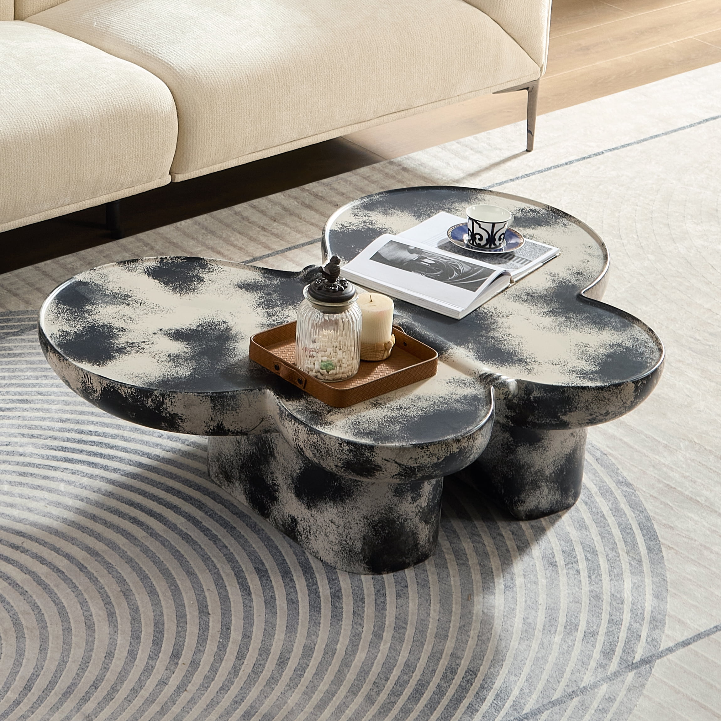 Butterfly design style coffee table imitation natural limestone ...
