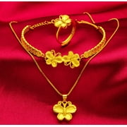 Butterfly  flower  22K 23K 24K Thai Baht Gold Filled Yellow GP Necklace Set