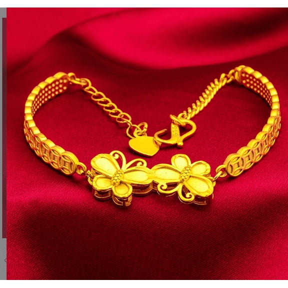Butterfly  flower  22K 23K 24K Thai Baht Gold Filled Yellow GP Necklace Set