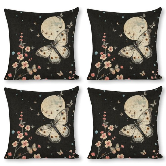Butterfly flower Linen toss pillowcase decoration pillowcase gifting preferred 20x20 inch cushion cover 4 sets sofa pillowcase sofa bedroom living room car