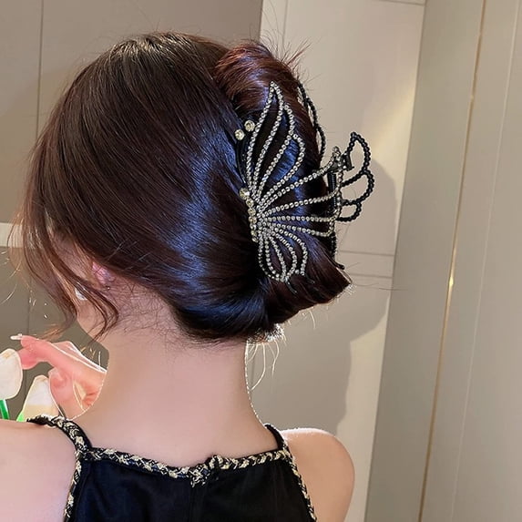Butterfly hair clips hair claw hair clips for thick hair large hair clips hair clip hair accessories for women (BLACK)