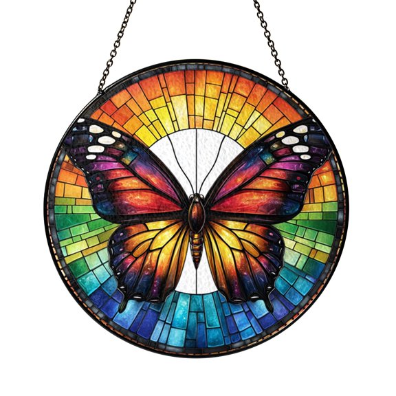 Butterfly of Identity Stained Glass Suncatcher Window Hanging, Rainbow Pride Decor, Queer Gift, Symbolic Home Accent
