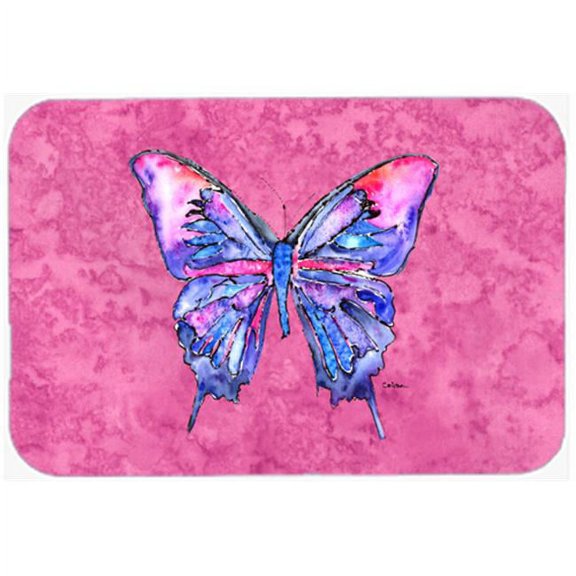 Butterfly on Pink Mouse Pad, Hot Pad or Trivet