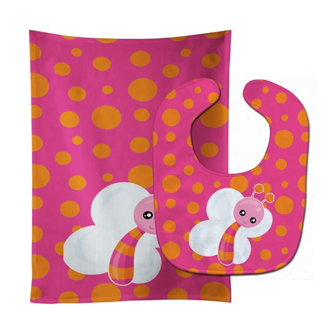 Butterfly on Polkadots Baby Bib & Burp Cloth